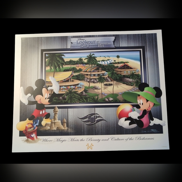 Disney Cruise Line Concierge Lookout Cay Lighthouse Point Lithograph Art Print - Picture 1 of 3